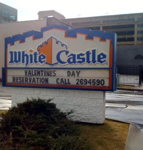 White Castle Valentines Day Reservations Sign