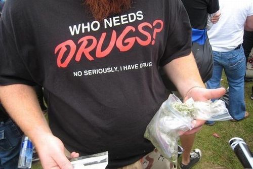 who needs drugs no seriously tshirt